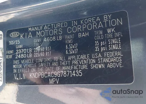 2016 Kia Sportage Lx from USA, damaged, VIN KNDPBCAC9G7871435